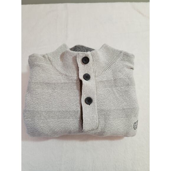 Chaps 1/4 Button Sweater Mens 2XB 2XL Big Beige Gray Long Sleeve Dadcore 90s Y2k - Picture 1 of 12